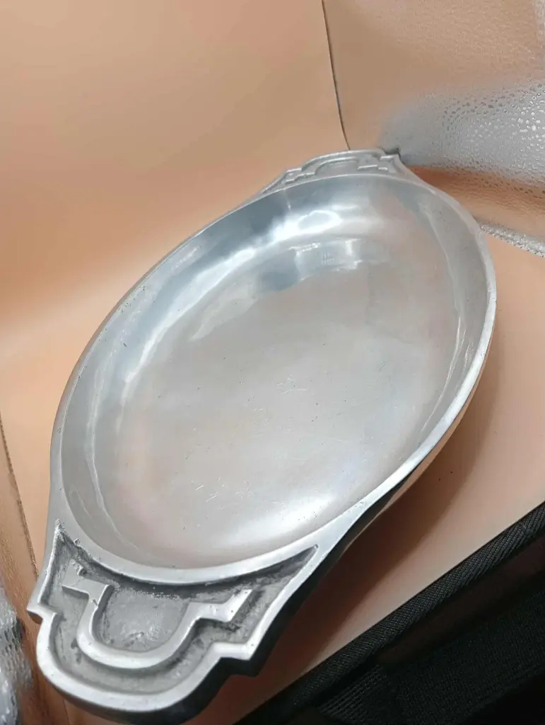 Plat de service vintage en inox 18/10 – Linha Fina / Made in Portugal – années 70/80