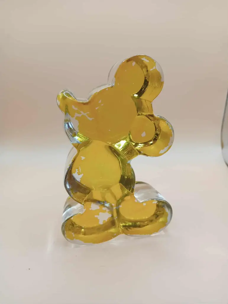 Mickey Mouse vintage – figurine décorative translucide jaune (années 70/80)