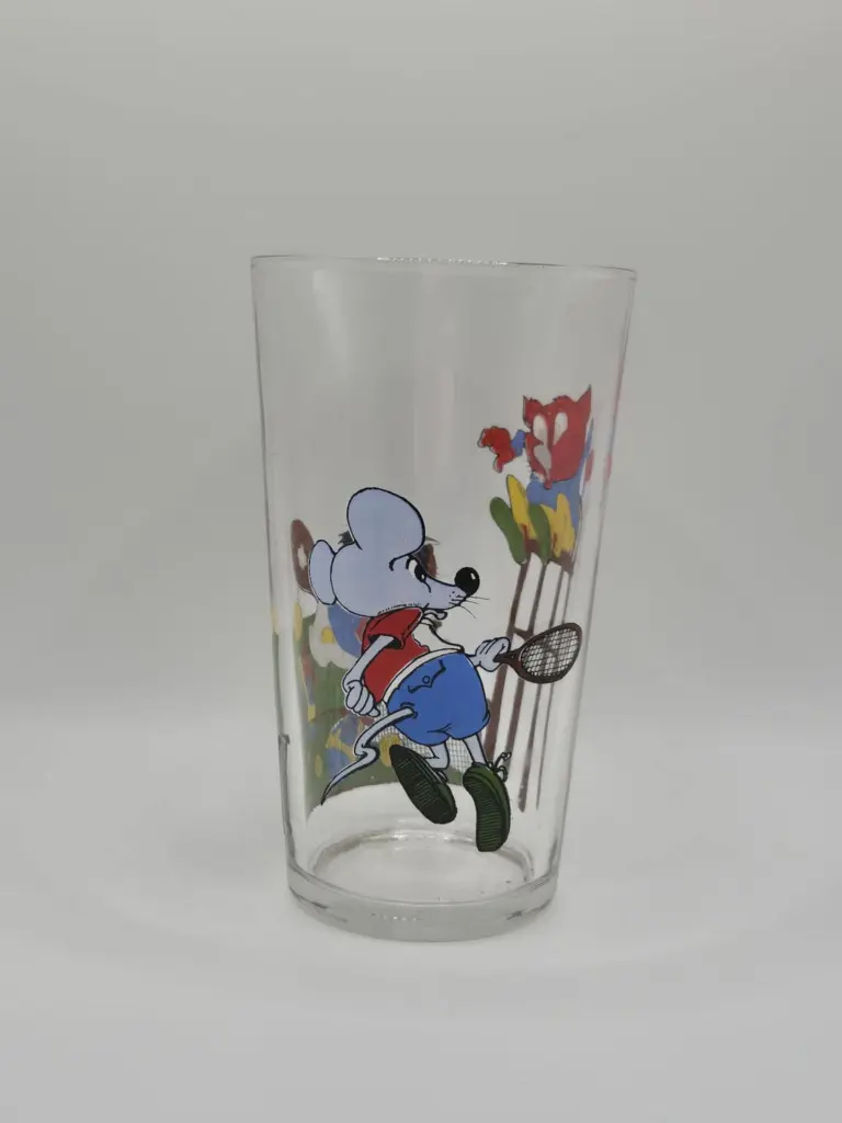 Verre Duralex Kellogg's Miel Pops - castor et souris jouant au tennis