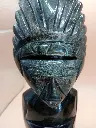 Ensemble de 2 statues art précolombien / incas – Postures assises à couvre-chef – 21 cm