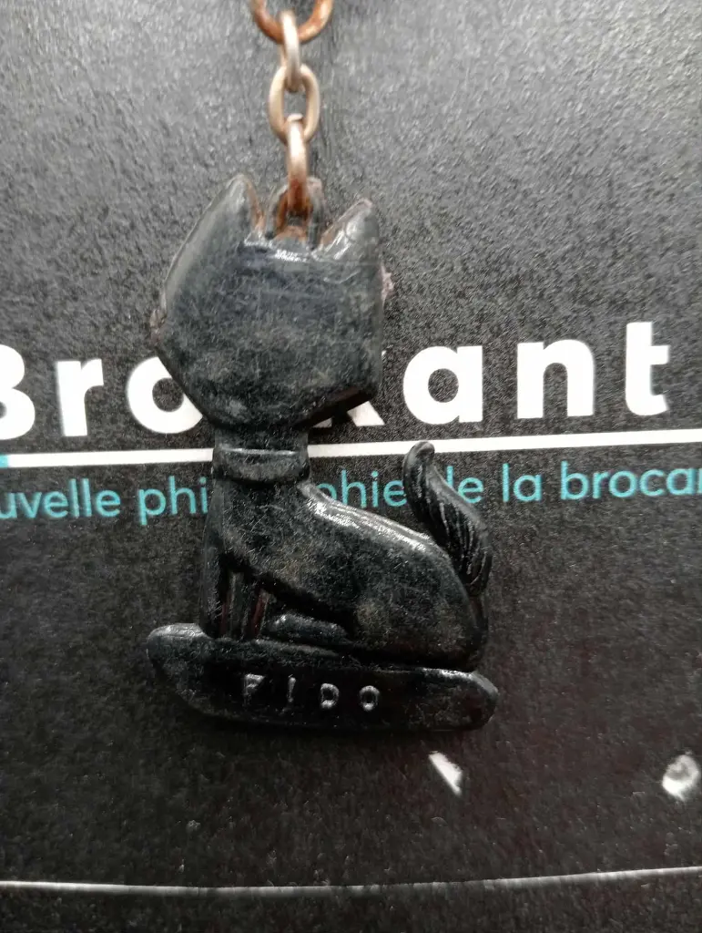 Porte-clés publicitaires vintage FIDO – Chats rouge & noir – Années 60