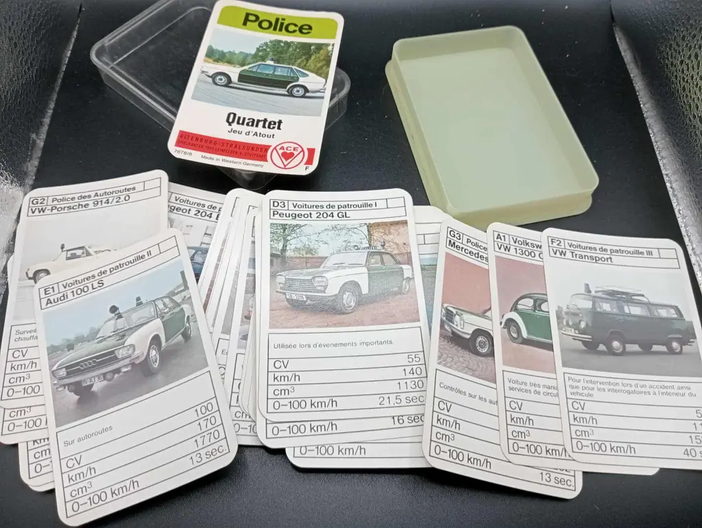 Jeu d’atout collector – Police Quartet – Voitures de police – Altenburger – Allemagne de l’Ouest