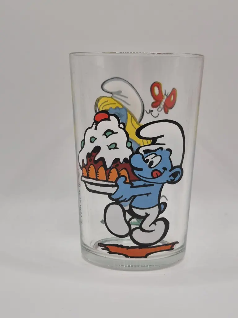 Verre schtroumpfs Bénédictin - schtroumpfette et schtroumpf gourmand