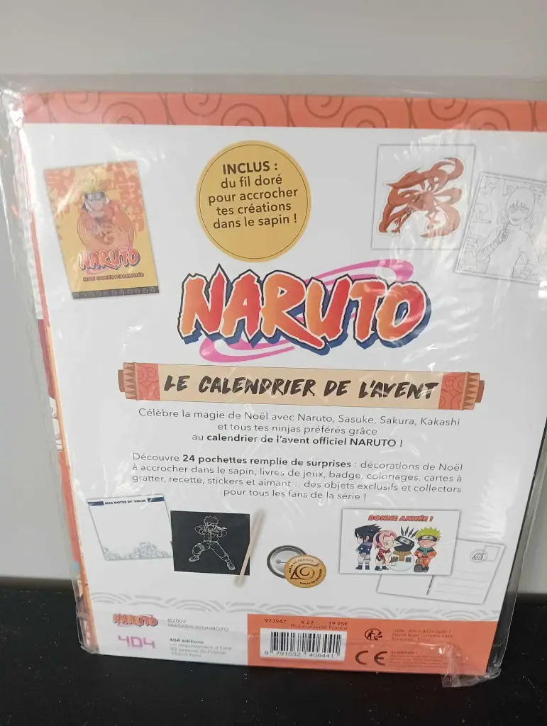 Calendrier de l’Avent Naruto – 24 surprises manga, stickers, mini BD, fil doré inclus