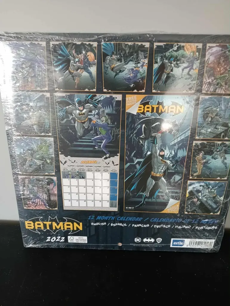 Calendrier Batman 2022 – 12 illustrations DC Comics + poster, neuf sous plastique