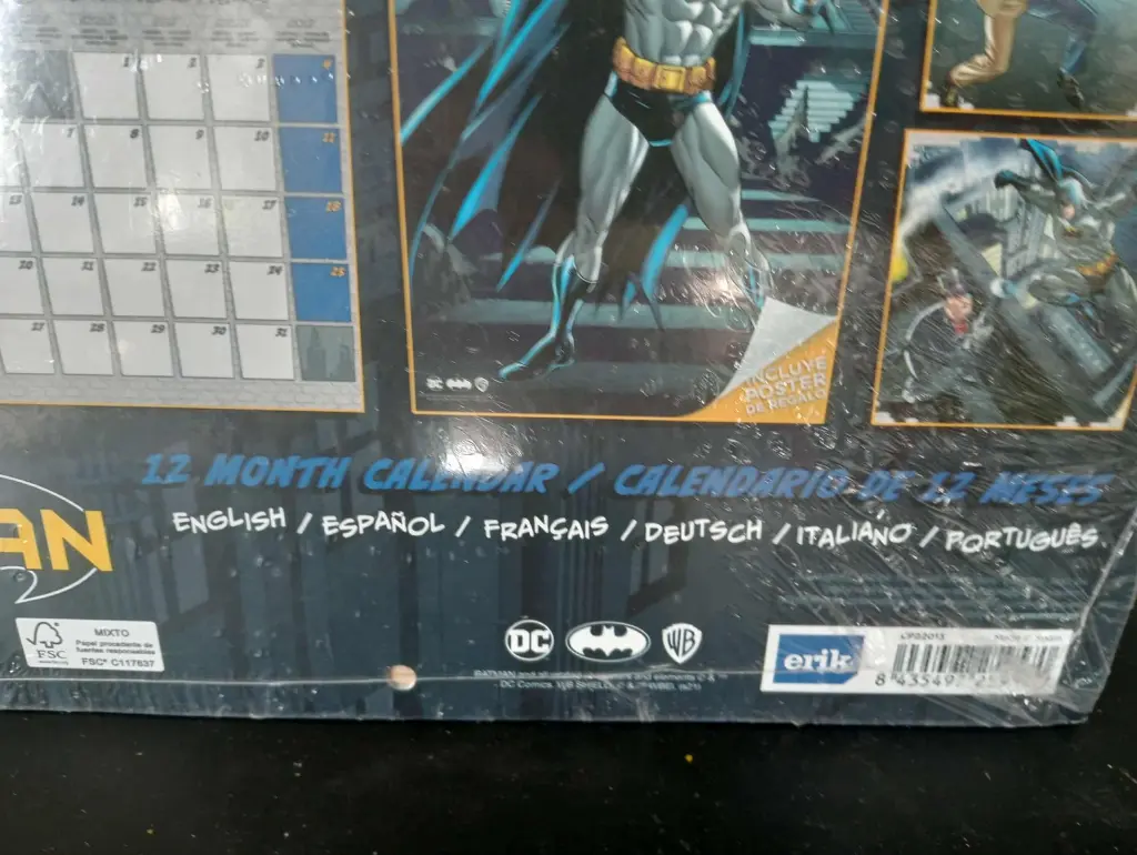 Calendrier Batman 2022 – 12 illustrations DC Comics + poster, neuf sous plastique
