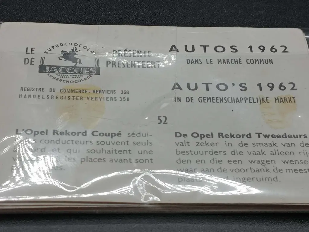 Jacques Superchocolat 1962 – Cartes auto vintage belges