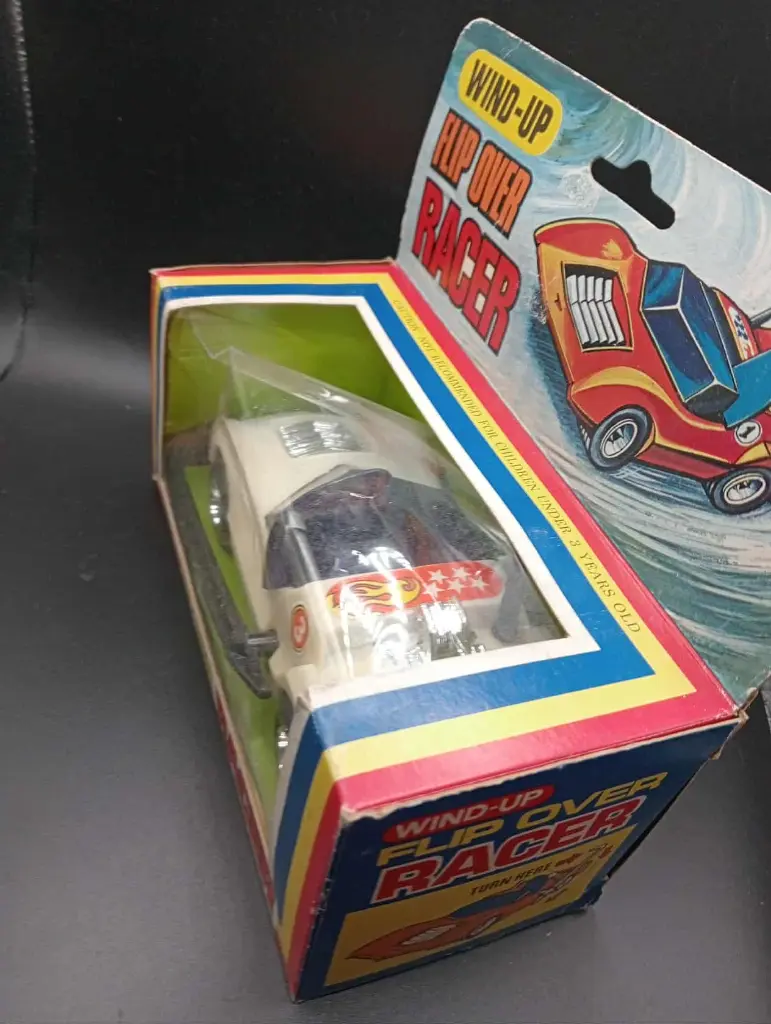 Voiture jouet Flip Over Racer n°3 à ressort vintage + boîte