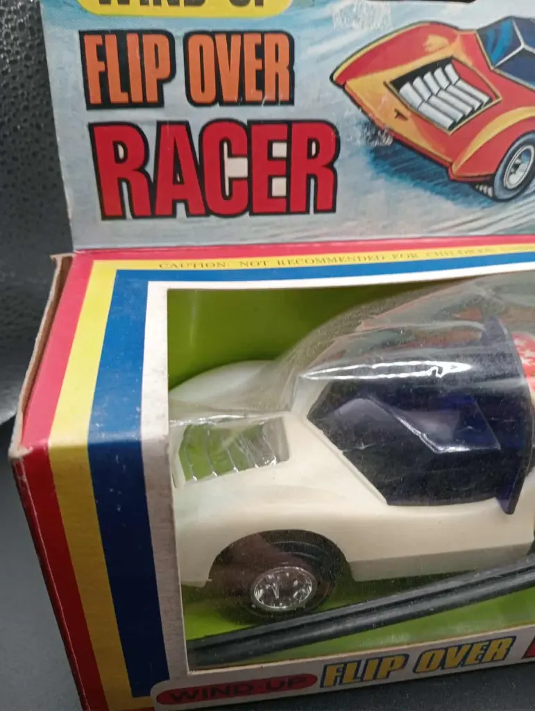 Voiture jouet Flip Over Racer n°3 à ressort vintage + boîte