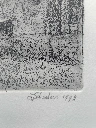 Gravure signée Dehoeters 1992, “Zicht op de Logestraat”, édition limitée 22/44, paysage flamand