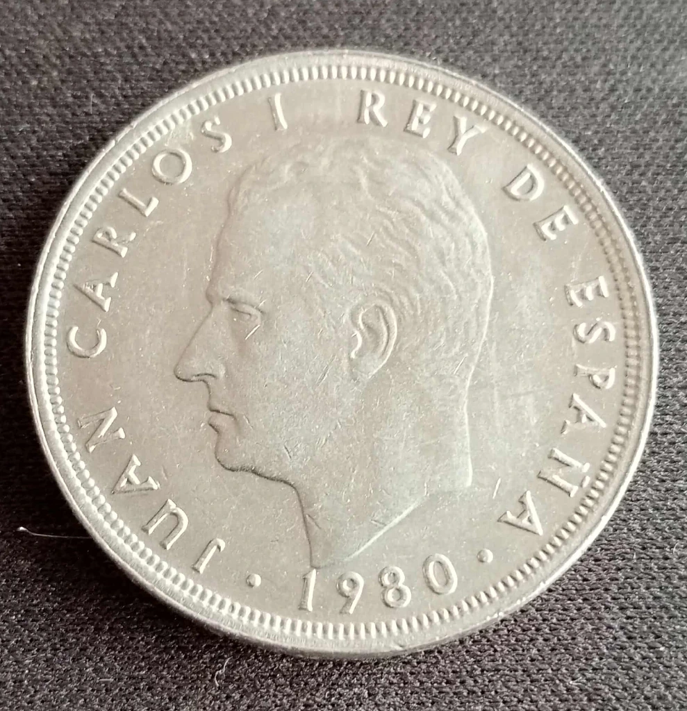 Pièce Espagne 50 pesetas 1980 – Mundial 1982 – ballon football stylisé