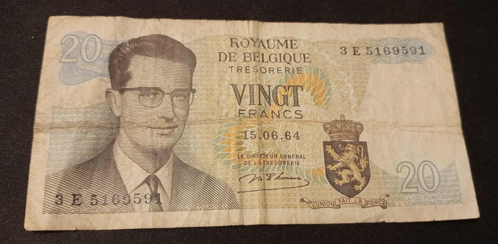 Billet belge 20 francs – Atomium – TWINTIG FRANK – Trésorerie – années 70