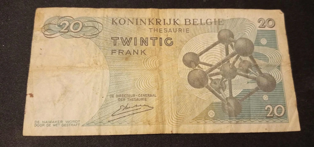 Billet belge 20 francs – Atomium – TWINTIG FRANK – Trésorerie – années 70