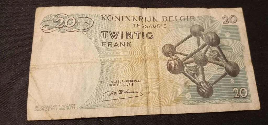 Billet belge 20 francs – Atomium – TWINTIG FRANK – Trésorerie – années 70