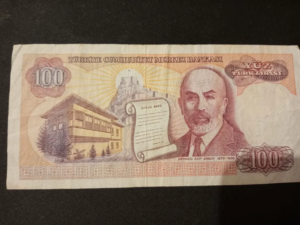 Billet turc 100 livres – Mehmet Akif Ersoy & Atatürk