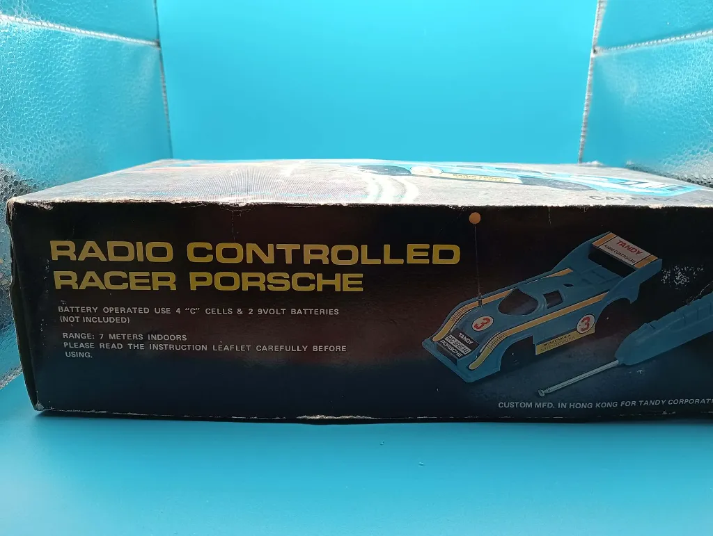 Porsche télécommandée vintage Tandy – Jouet collector années 80