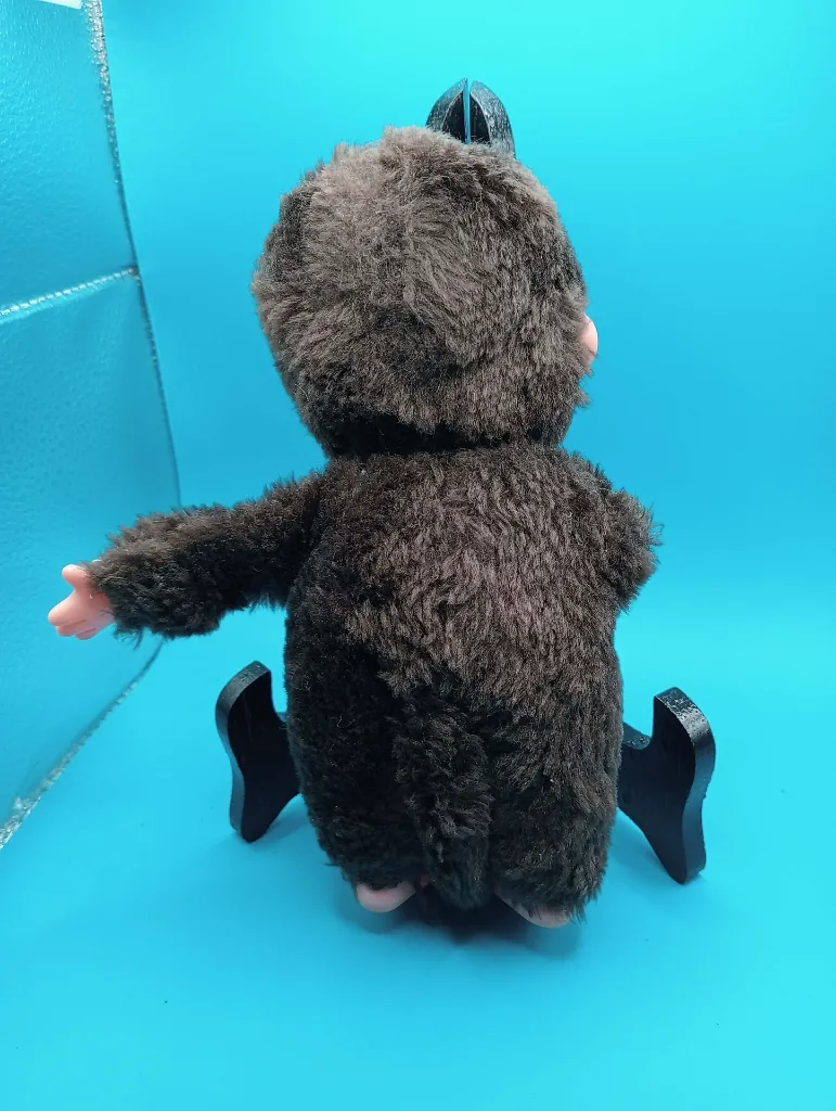 Monchhichi vintage à tétine rouge – peluche rétro sans étiquette