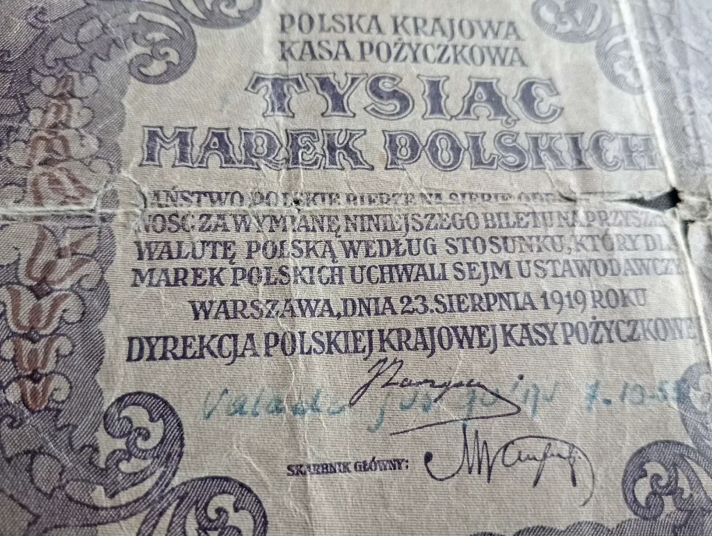 Billet 1000 Marek Polonais – 1919 – Kasa Pożyczkowa – État usé