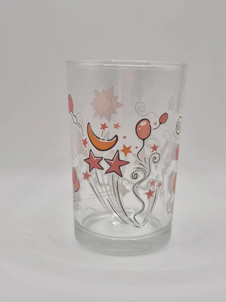 Verre fantaisie étoiles et ballons rose