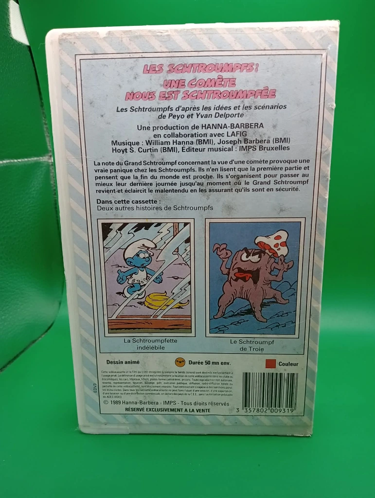 Cassette VHS Les Schtroumpfs – Une comète nous est schtroumpfée (1989)