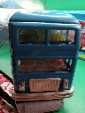 Bus à impériale vintage MF 185 – Jouet friction en fer blanc