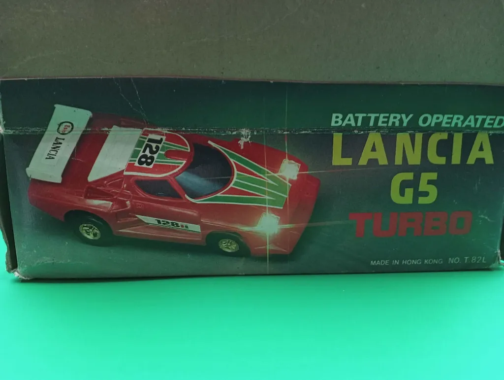 Lancia G5 Turbo jouet à piles vintage – Boîte d’origine, non testée, années 70/80