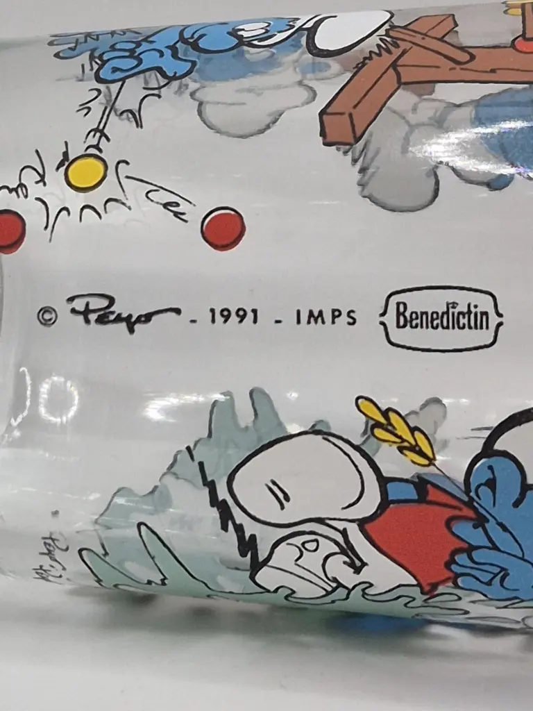 Verre schtroumpfs Bénédictin 1991 - jeux de billes et petits schtroumpfs