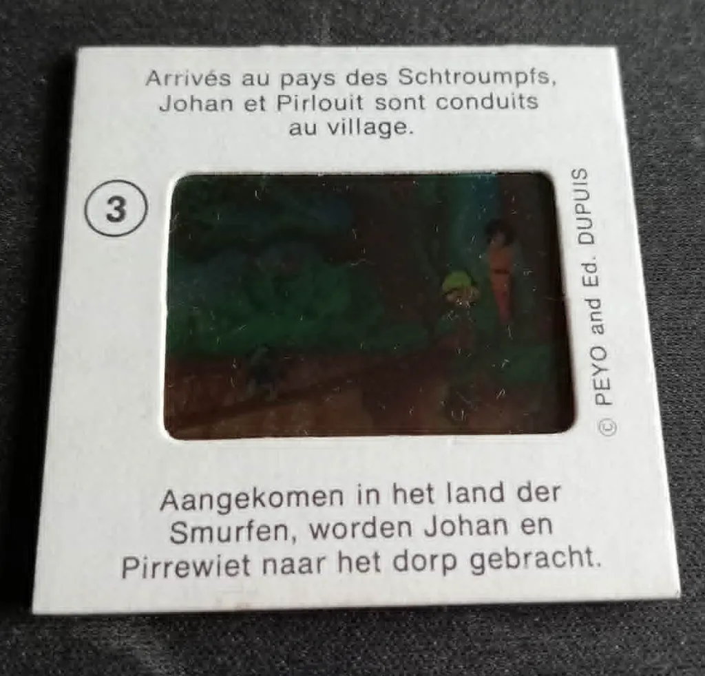 Diapositive Kriffy n°3 – La Flûte à six Schtroumpfs – Publiart / Perfecta – Belgique 1975