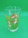 Verre décoré lapins – scène champêtre vintage