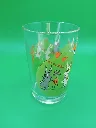 Verre décoré lapins – scène champêtre vintage