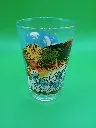 Verre Schtroumpfs 1989 – © Peyo – H.P.S. Beneluxfilm – verre décoré – licence officielle – vintage – Schtroumpfs en action imprimés sur verre transparent