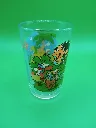 Verre Schtroumpfs 1988 – © Peyo – Gargamel embusqué observant les Schtroumpfs sur une plage tropicale – verre décoré vintage