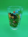 Verre Schtroumpfs 1988 – © Peyo – Gargamel embusqué observant les Schtroumpfs sur une plage tropicale – verre décoré vintage
