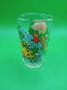 Verre Schtroumpfs 1988 – © Peyo – Gargamel embusqué observant les Schtroumpfs sur une plage tropicale – verre décoré vintage