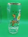Verre humour allemand “Nur mit Moneten hast du Erfolg” – homme pêchant une sirène avec des billets – camarade sur barrière – humour noir vintage