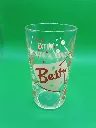 Verre italien vintage – motifs rouges et blancs – texte Extra Lemonade & Tonic – fabrication Made in Italy