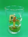 Verre décor ferme – chèvres – poulailler – arbre – scène champêtre colorée