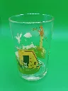 Verre décor ferme – chèvres – poulailler – arbre – scène champêtre colorée