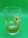 Verre décor ferme – chèvres – poulailler – arbre – scène champêtre colorée