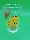 Verre Tweety 1994 – Looney Tunes – décor jaune – texte Tweety – Warner Bros