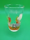 Verre décor ferme – âne – niche rouge – animaux – décor champêtre coloré