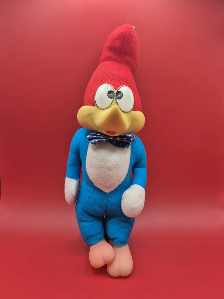 Peluche Woody Woodpecker 27 cm – rouge bleu – bon état – petites taches