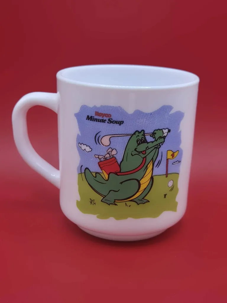 Mug Royco Minute Soup – crocodile tennis – crocodile golf – promo vintage
