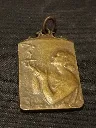 Médaille Le Soir 1957 – XXXIIIe finale du Cross – bronze doré rectangulaire – signature Paul Theunis – feuilles de chêne en relief