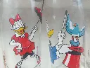Set de 6 verres Disney – Verrerie Champenoise – 1980 – verres à orangeade de collection – vintage – boîte d'origine sous film plastique transparent sérigraphiée Verrerie Champenoise avec illustrations colorées de Donald Duck