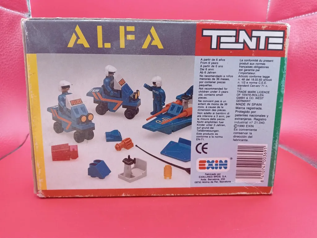 TENTE ALFA Patrulla de Tráfico Ref 0369 26 piezas, boîte scellée jamais ouverte, jeu de construction vintage police