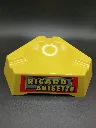 Cendrier Ricard Anisette – ARELA Paris – plastique jaune – objet publicitaire de bistrot – vintage – marquages d’origine et logos Ricard sur les côtés