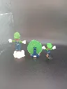 Lot de 3 figurines Luigi Nintendo – Luigi sur nuage blanc – Luigi Grenouille avec décor rabattable – Luigi en mouvement – univers Super Mario – figurines en plastique vintage