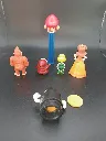 Lot Mario – tête Mario sur support bleu – Donkey Kong – Koopa jaune – Shy Guy rouge – Princesse Daisy – Bill Balle noir et pièce jaune – figurines en plastique
