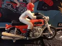 GAMA 3050 Teufelsfahrer Kaskadeur Honda 750 – coffret de cascade vintage – pompe de propulsion – rampe de saut – notice d'origine – boîte illustrée – jeu GAMA avec moto cascadeuse